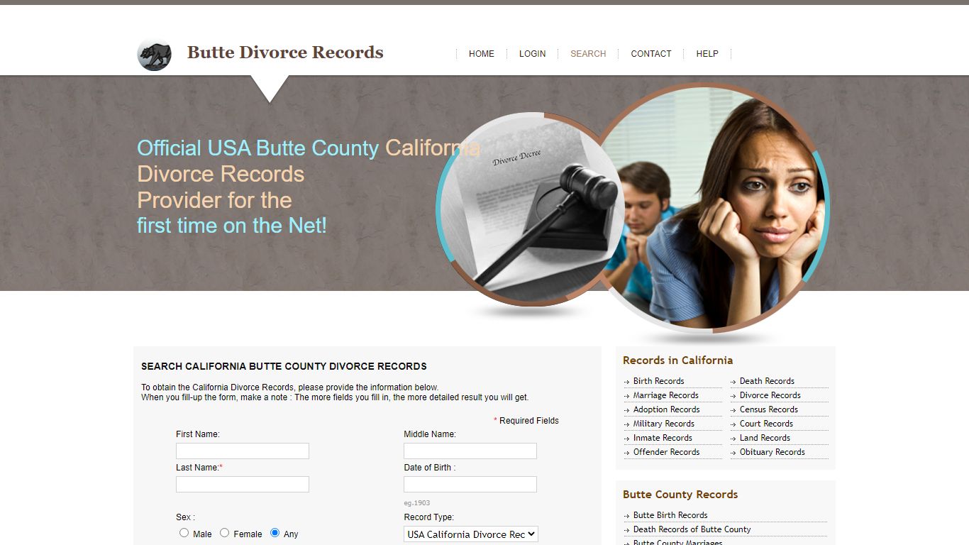 Butte County Divorce Records. Public Records, California State